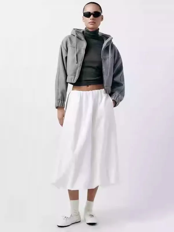 Printemps nouveau Faionable ort sweat à capuche femmes haut qualité tissu Sli trajet Sle coupe ample longue fermeture à glissière Sve