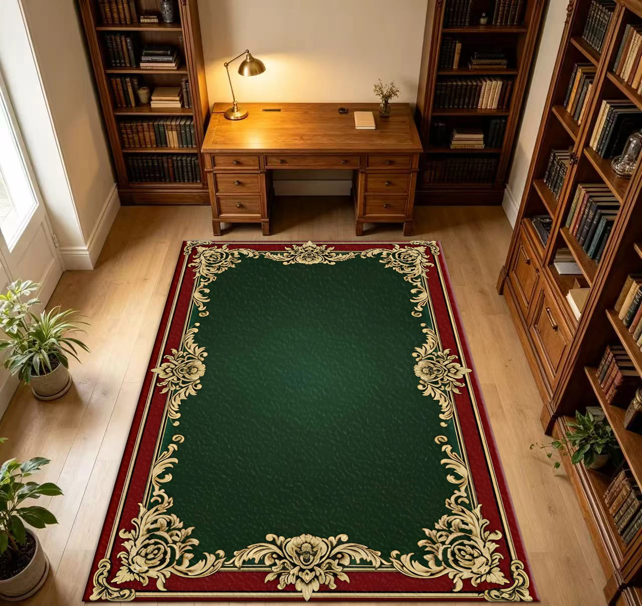 Luxurious Vintage Baroque Frame Carpet, Gorgeous Retro-Style Carpet, Interior Decorative Rug, Suitable for Indoor Use