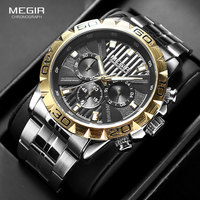 MEGIR Men's Business Chronograph Quartz Watches Waterproof Luminous Army Wristwatch Watch Man Relogios Masculino Clock 2087 Gold