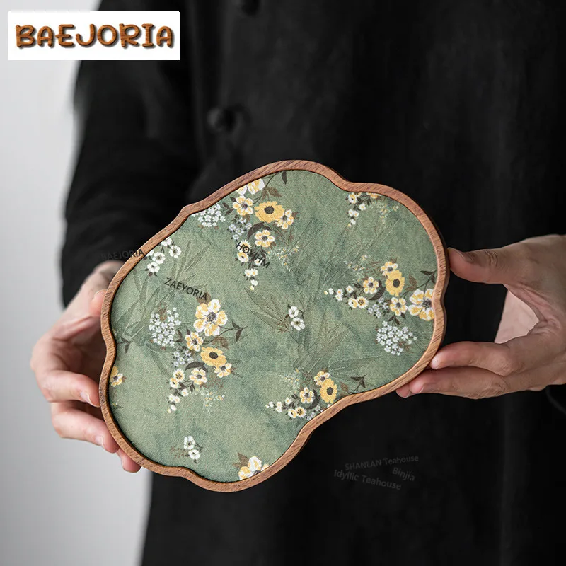 BAEJORIA Walnut Ruyi Butterfly Pot Bearing Holder Retro Dry Brew Table Tea Tray Household Refreshment Fruit Plate For Tea Gift