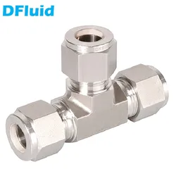 Stainless Steel 316 TEE UNION 3-Way Double Ferrule Compression Fitting 30MPa 1/8