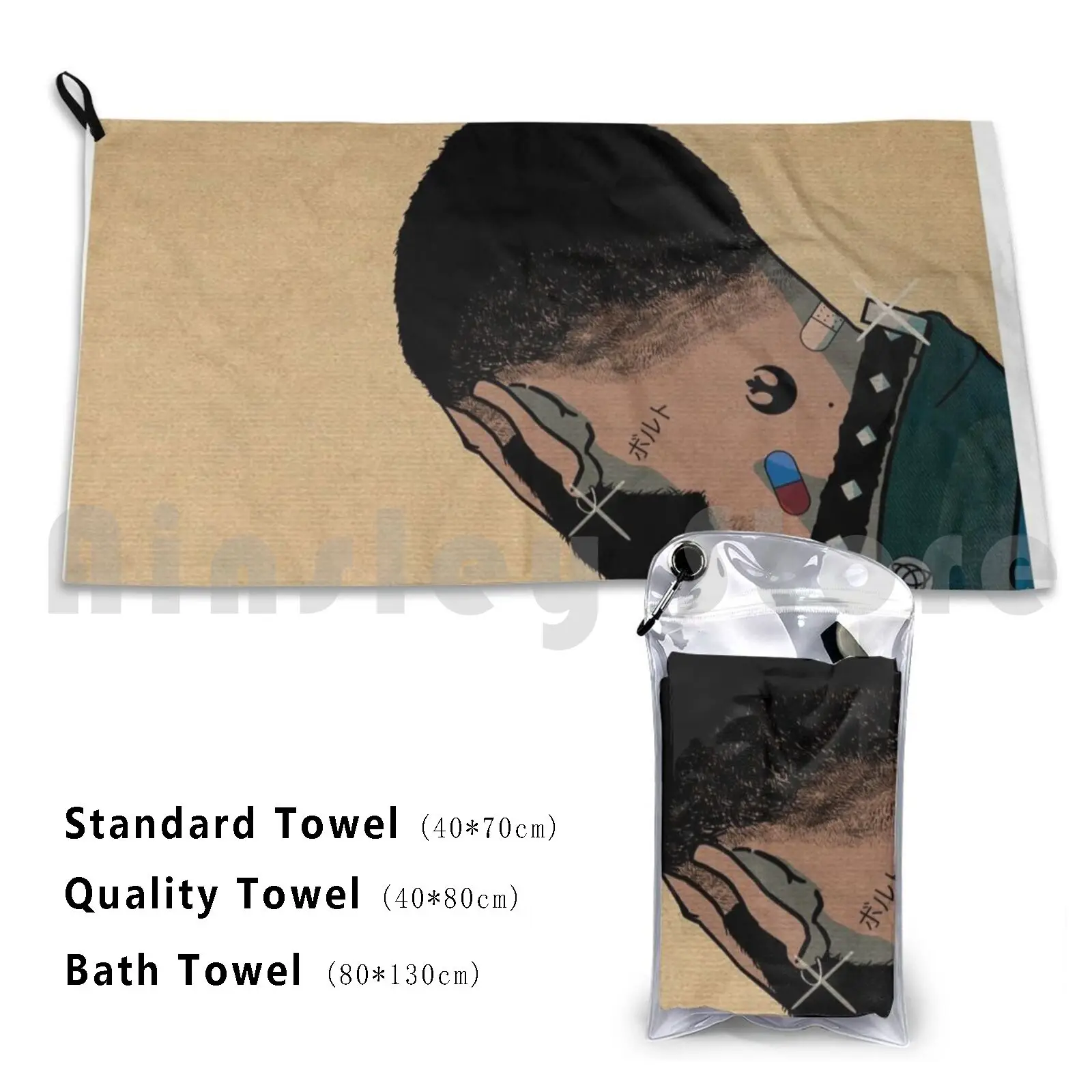 Serviette de plage Cowboy du 21e siècle, serviette de qualité à séchage rapide, Manga Anime, tatouage japonais Katana Volt Voltzilla