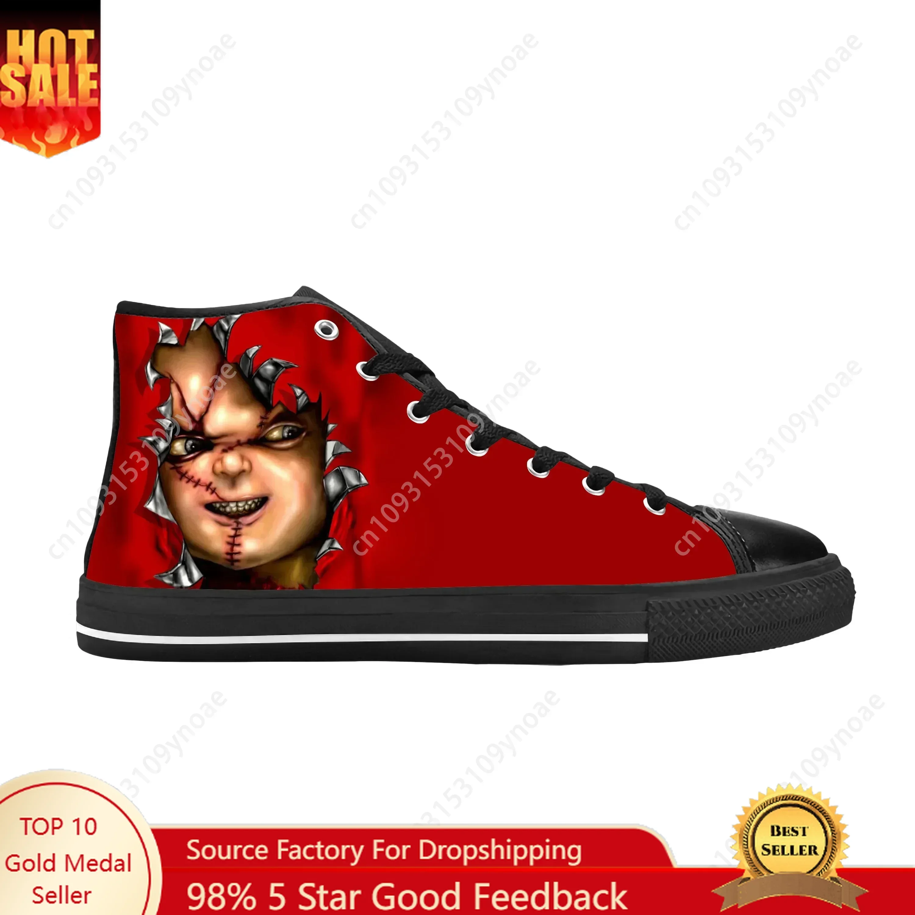 

Horror Movie Childs Play Chucky Halloween Gothic Casual Cloth Shoes High Top Comfortable Breathable 3D Print Men Women Sneakers