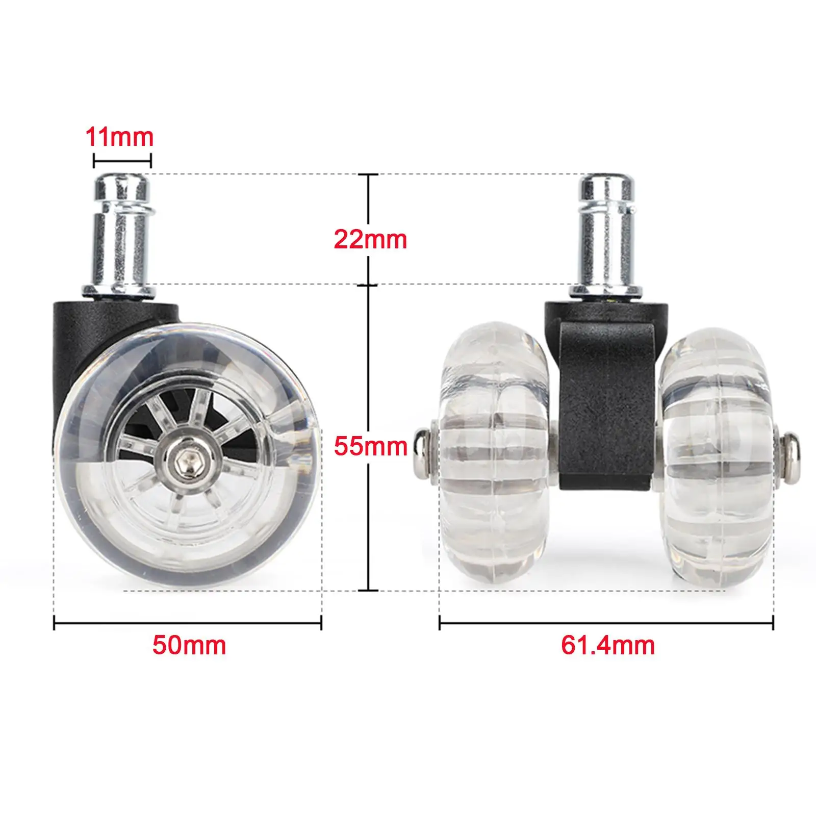 Universal Office Chair Wheels Set of 5 360 Degree Rotation Mute Chair Castors for Floor Protecting Home Furniture 2.5 inch