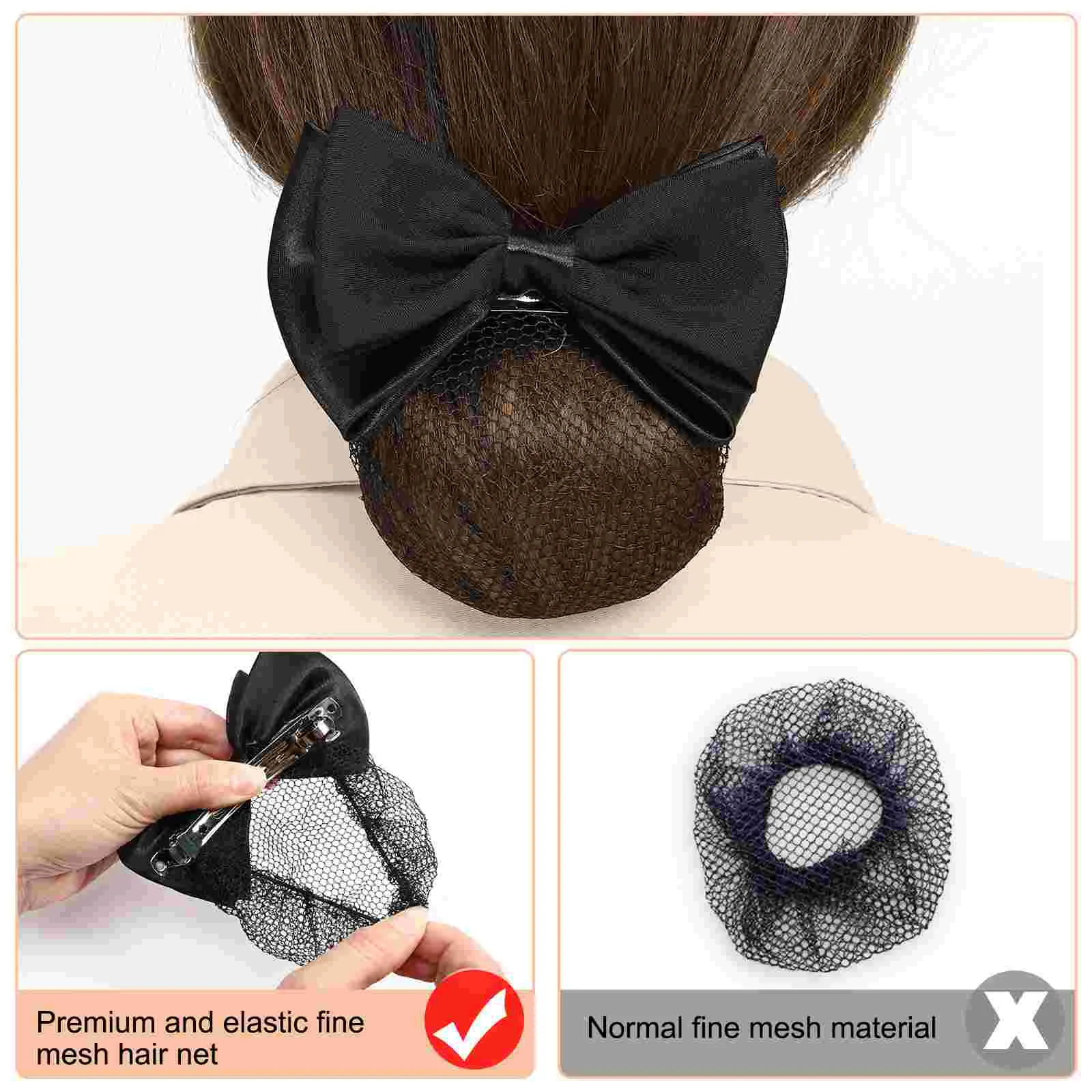 2 Pcs Hair Covers for Women Accessories Net Bows Nets Buns Snoods Barrettes Claw Clips