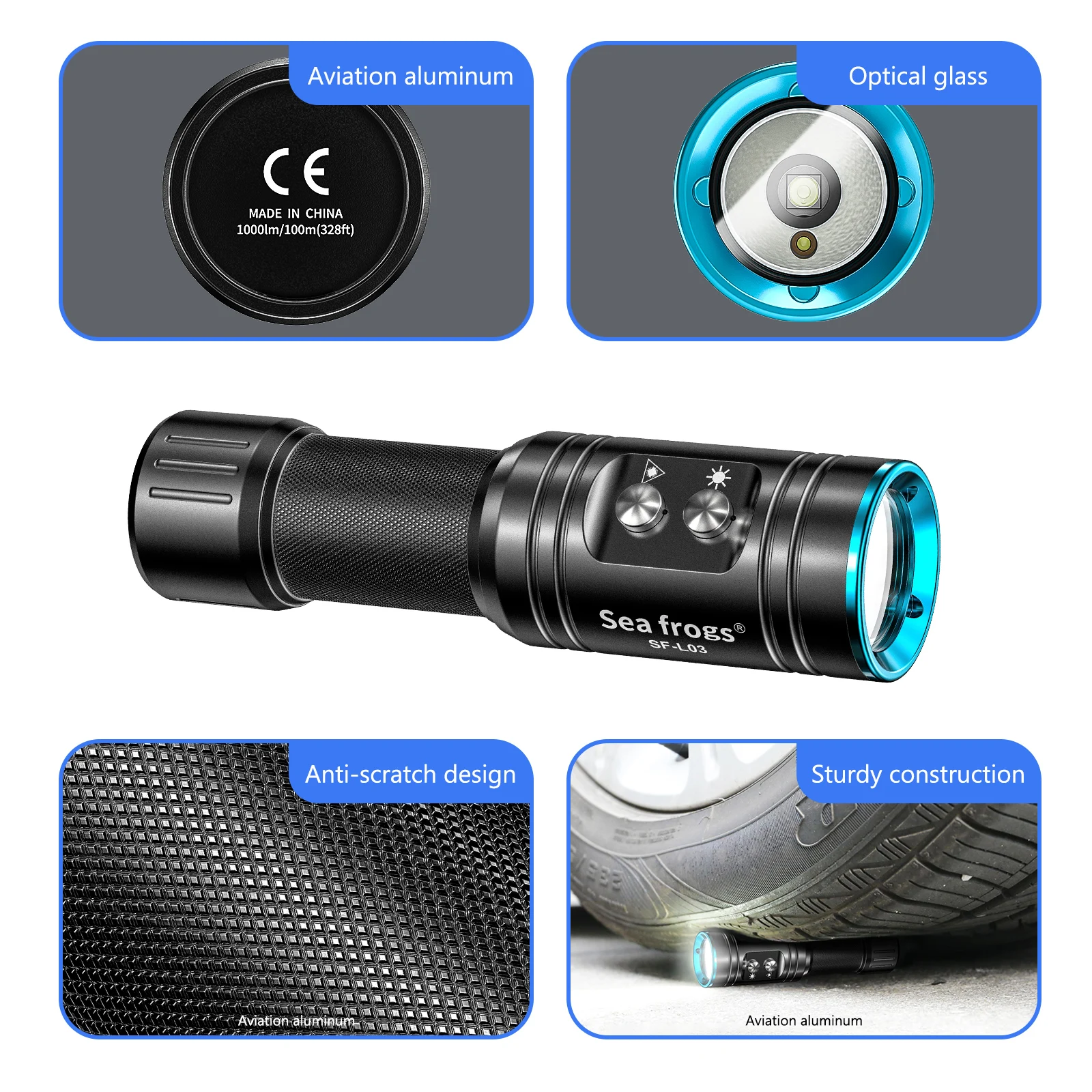 Seafrogs 1000LM Ánh Sáng Đèn Flash Speedlight 100M Chống Nước Dưới Nước Nhấp Nháy Tốc Phụ Kiện Chụp Ảnh Chiếu Sáng Ngoài Trời