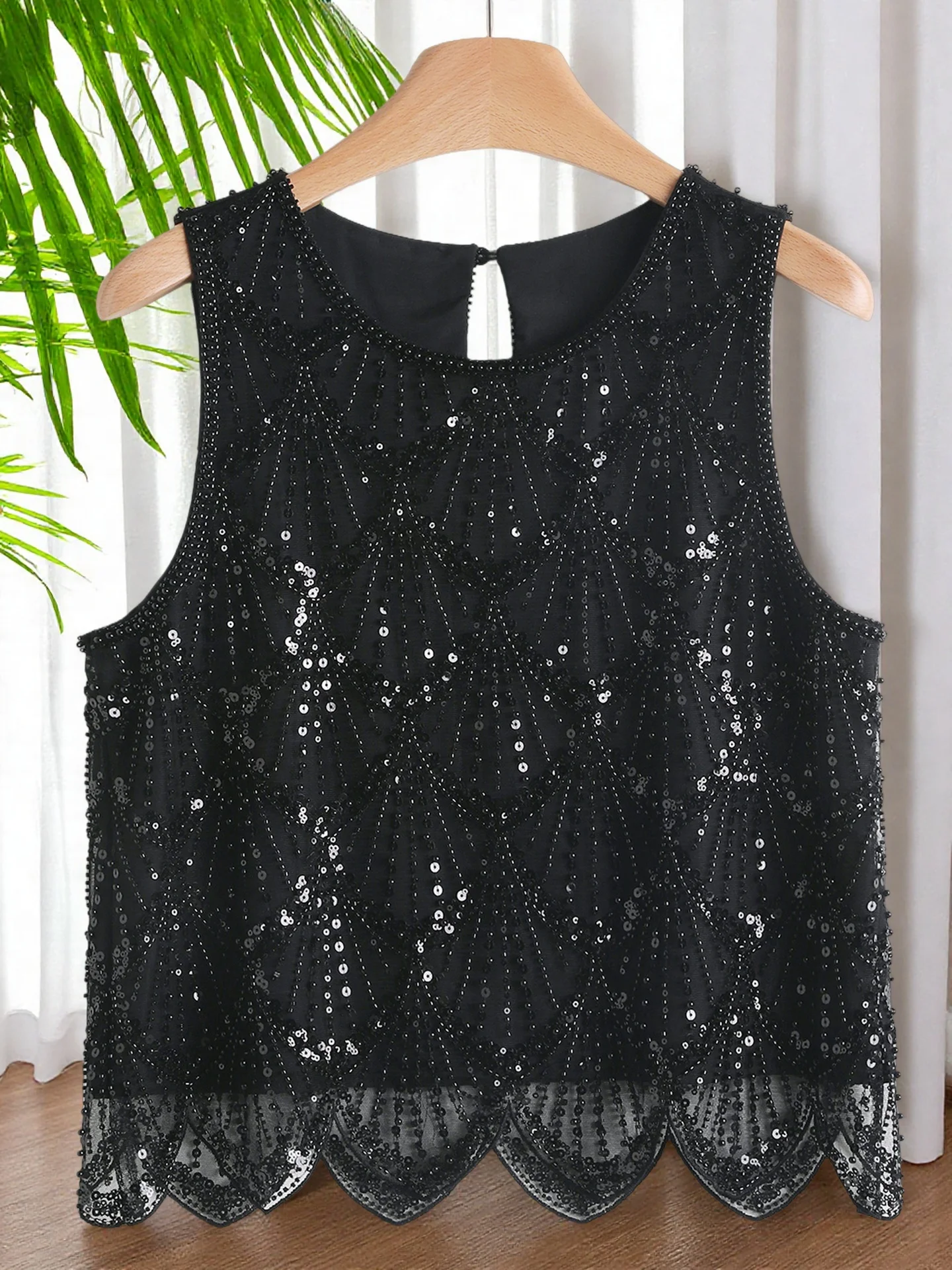 

Женский элегантный топ для вечеринок — блестящая рубашка без рукавов, прозрачная защитная официальная/повседневная одежда — легкое вечернее платье для рук, S