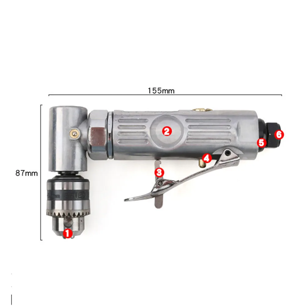 Pneumatic Drill 1/4 High Speed 90 Degree Elbow Right Angle Air Drill Hole Drilling Machine