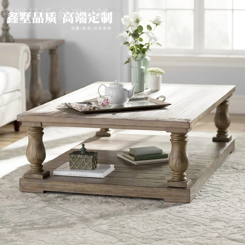 Simple rectangular large coffee  household French high-end tea table