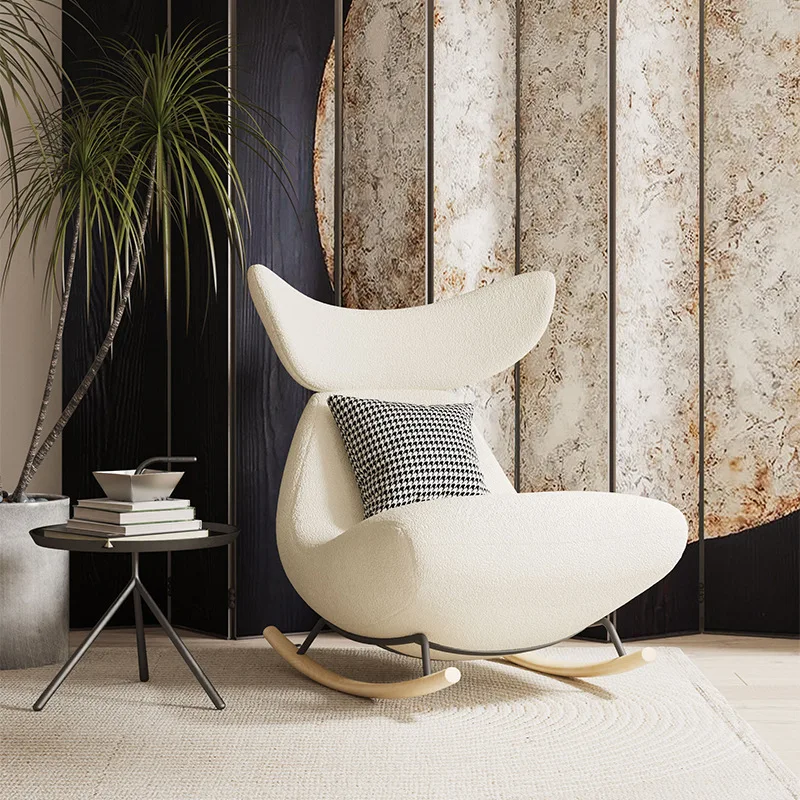 

!@！@Nordic Rocking Chair, Light Luxury Sofa, Balcony Living Room Home Leisure Single Whale Chair Cabinet Living Room Relaxing Ch