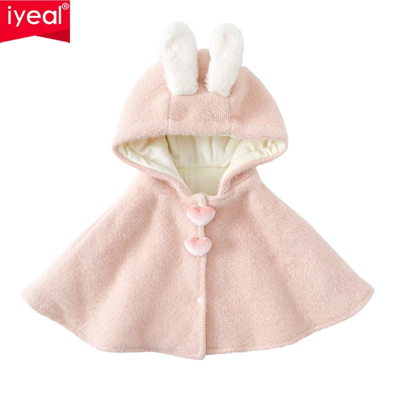 IYEAL Baby Girls Pink Princess Windproof Shawl Baby Cute Cloak Baby Girl Autumn And Winter Outings Warm Fleece Coat