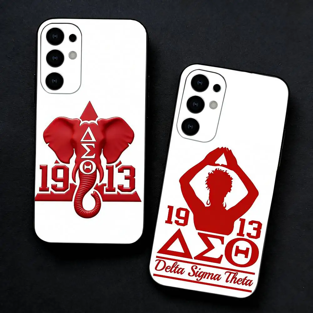 Funda para Teléfono D-Delta Sigma Theta para Samsung S25, S24, S23, S22, S21, S20, Plus, Fe, Lite, Otros, Color Negro