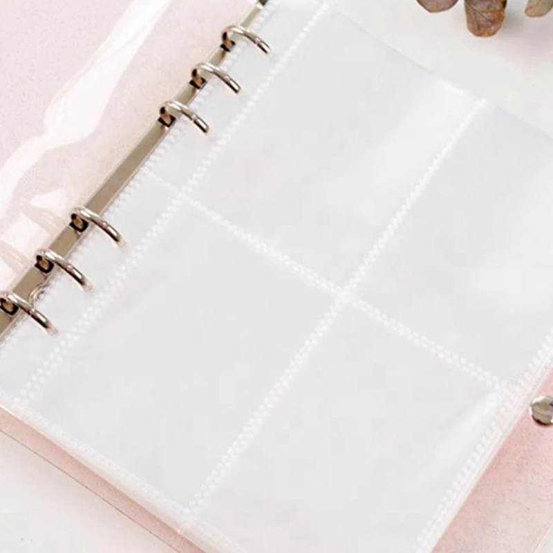 6 Holes Loose-Ring Binder With 200 Pockets PVC Portable Photo Album Transparent Album