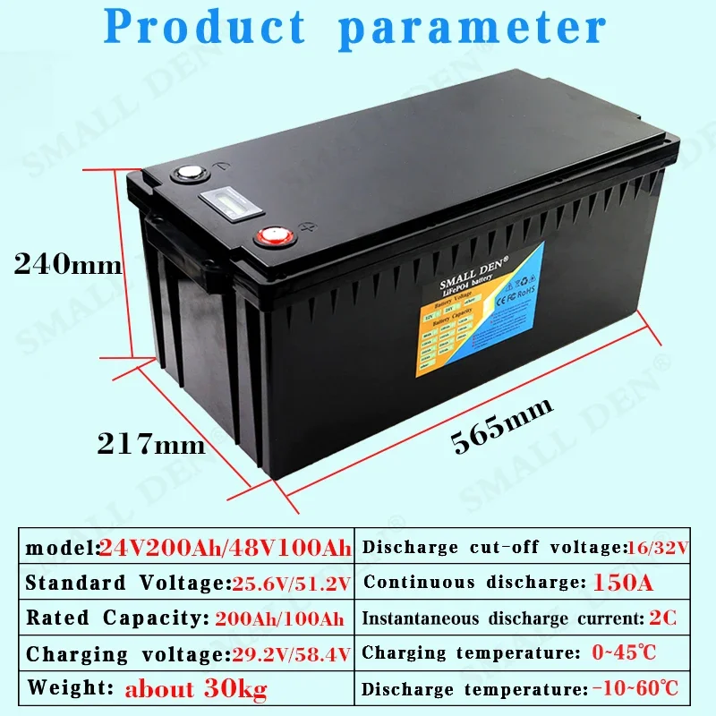 24V 200Ah 48V 100Ah LiFePO4 Battery Pack With150A balanced BMS,For Electric vehicle Boat RV tricycle forklift Golf cart inverter