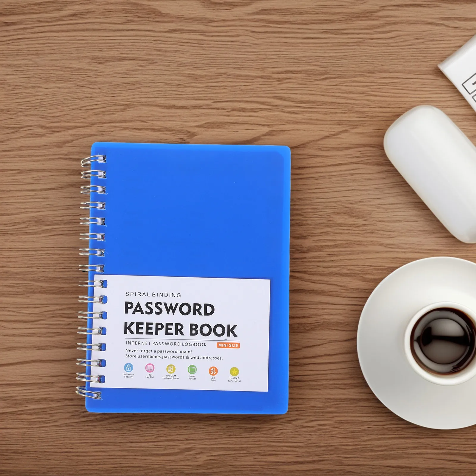 A6 Password Notebook Multi-Function Spiral Bound with Alphabetical Index Tabs Portable Website Address Recorder Notepad Secure