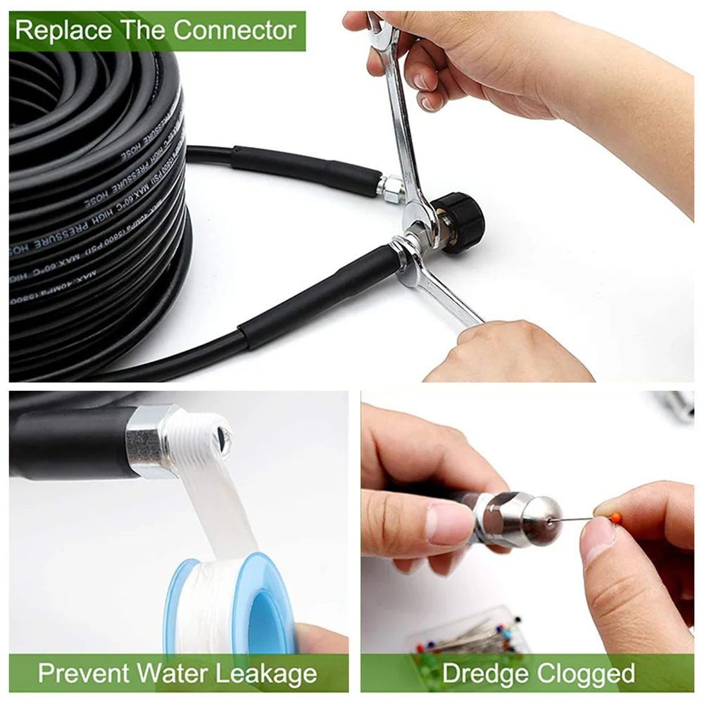 6/10/15/20/30 Meters High Pressure Washer Hose Sewer Water Cleaning Pipe Extension Hose Cord Drain Pipe Washing for Karcher