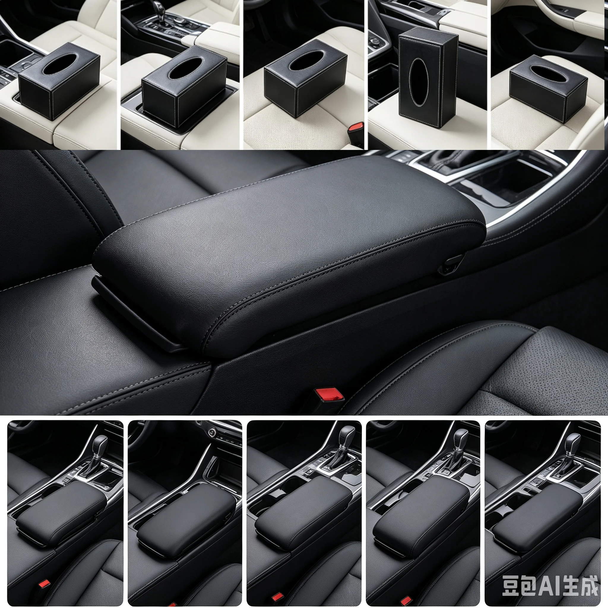 Car Black Leather Armrest Center Cover Console Lid Fit For AUDI A4 S4 A6 Allroad 98-05