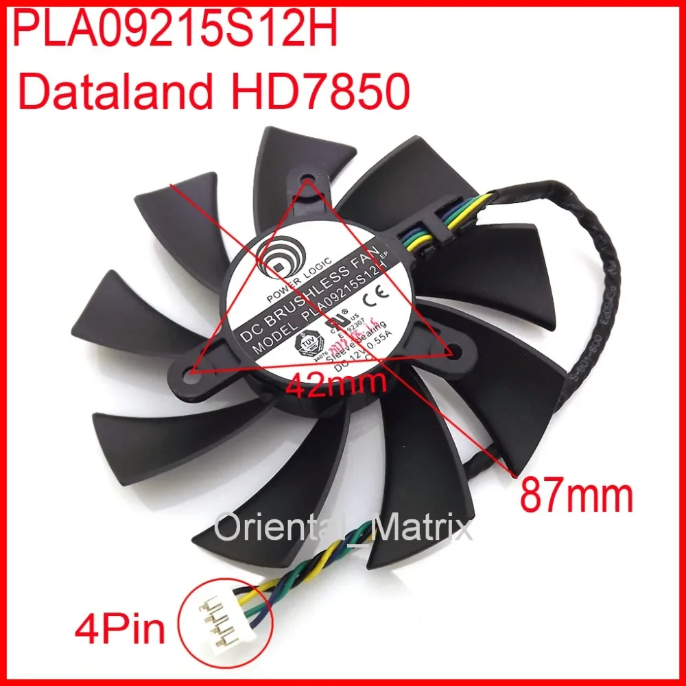 PLA09215S12H 12V 0.55A 87mm 4Wire 4Pin For Dataland HD7850 Graphics Card Cooling Fan