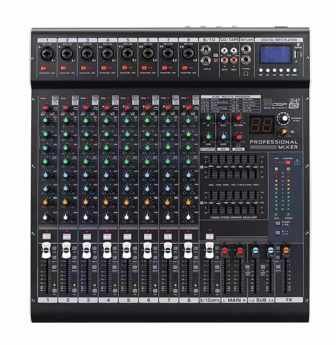 

T10/14/18 Профессиональный аудиомикшер 10/14/18-канальный аудиомикшерный пульт 99dsp++запись + mp3-плеер Звуковое оборудование