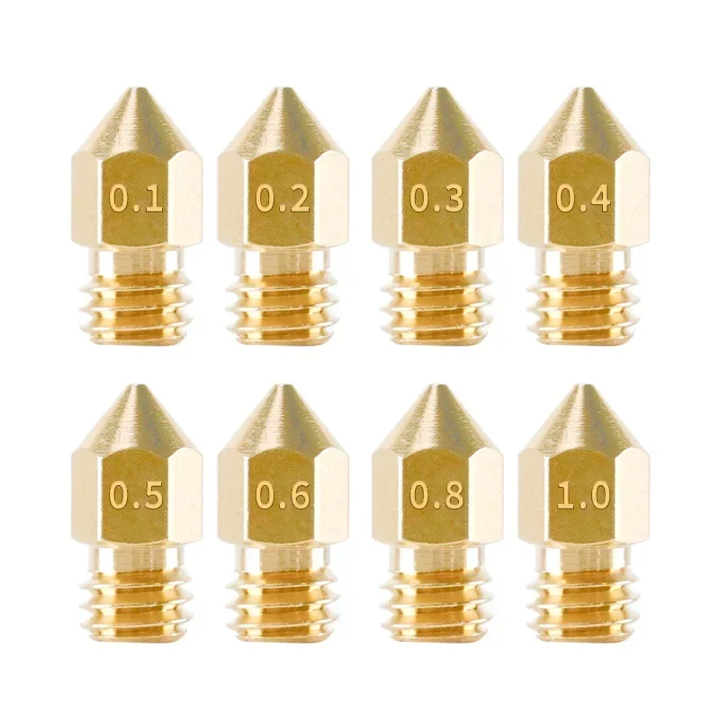 3D Printer Nozzle MK8 0.2/0.3/0.4/0.5/0.6/0.8/1mm Nozzle 3D Printer Brass Nozzles for CR-8/CR-10/Ender3 V2/ Ender 5/6