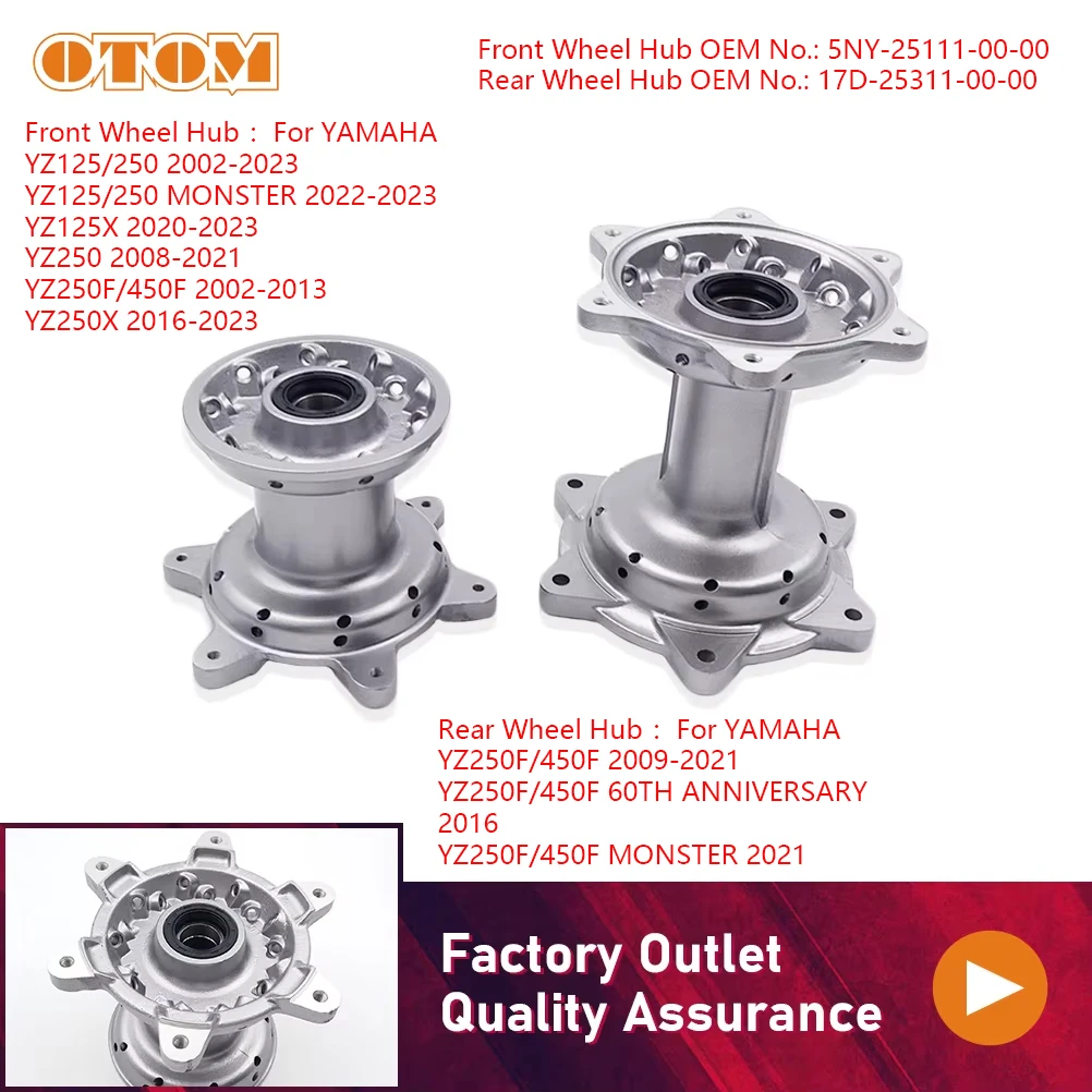 

OTOM Motorcycle Front And Rear Wheel Hub For YAMAHA YZ125 YZ125X YZ250 YZ250F YZ450F YZ250X Dirt Bike Cycling Parts Aluminum Rim