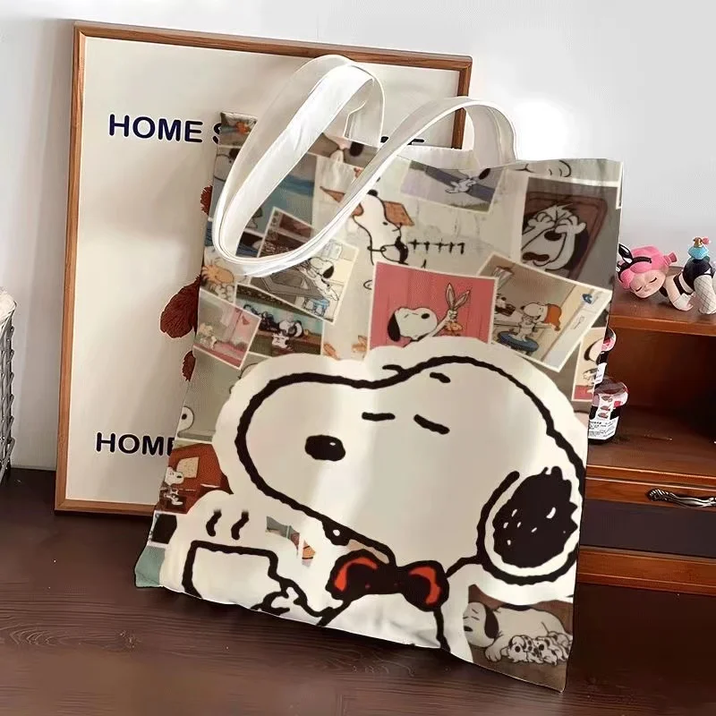 Snoopy Cartoon Druck muster Handtasche gut aussehende Frauen Männer Reiß verschluss Leinwand Tasche Einkaufstasche Jugend Umhängetasche Geschenk Großhandel