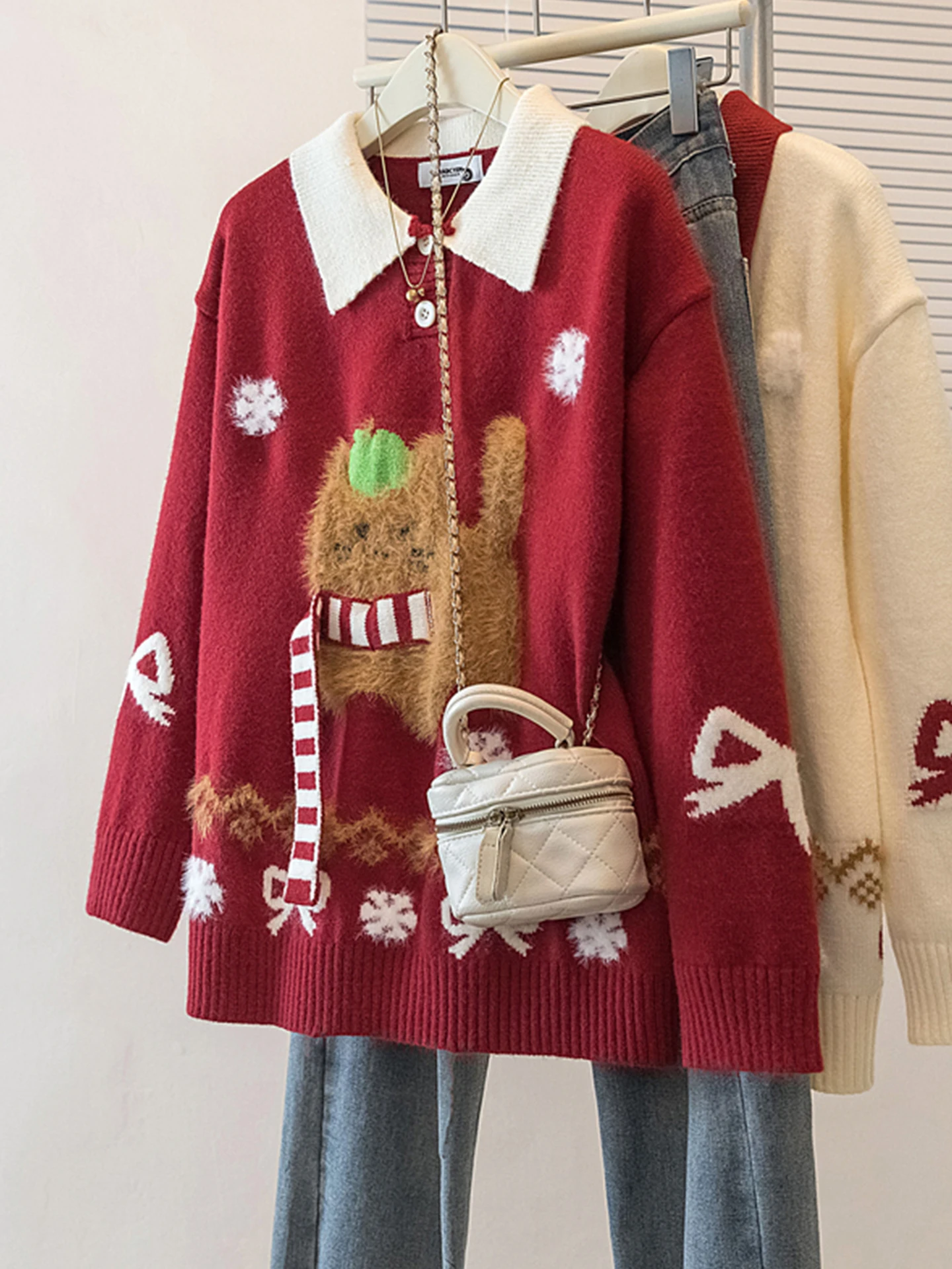 

Милый вязаный свитер Cisas с шарфом, свободный крой, средней длины, с воротником, женский, осенне-зимний, модный, для повседневной носки