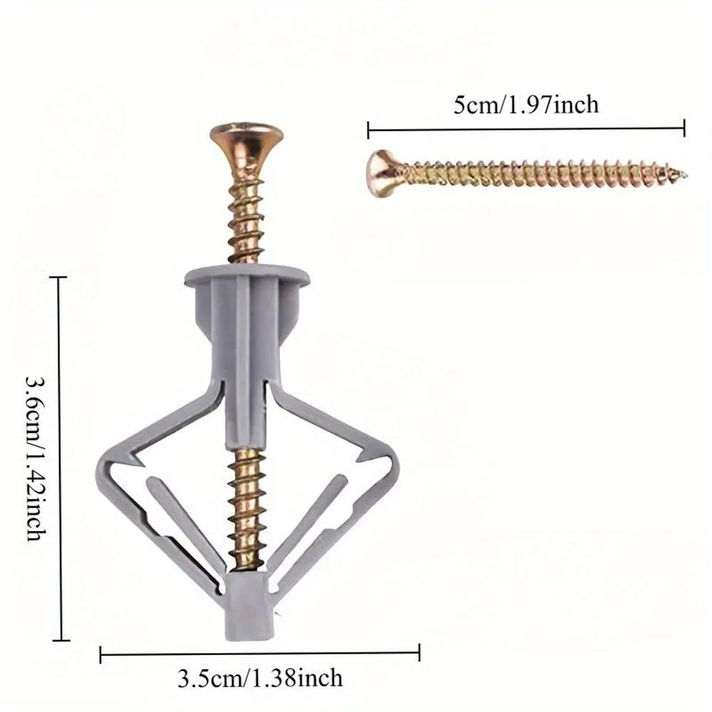 100-Piece Set of Expansion Screws Expansion Tubes Plastic Plugs Expansion Plugs Butterfly-Shaped Self-Tapping Expansion Threaded