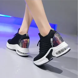 High Quality Femme Bling Sequin Woman Sneakers Chunky Platform Casual  Height Increase Zapatillas Mujer wedges shoes 2019