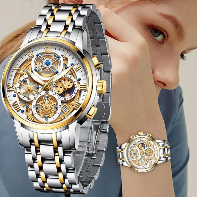 LIGE Top marka luksusowe złote zegarki damskie moda wodoodporny zegarek damski kobieta kwarcowy zegarek na rękę Relogio Feminino Montre Femme
