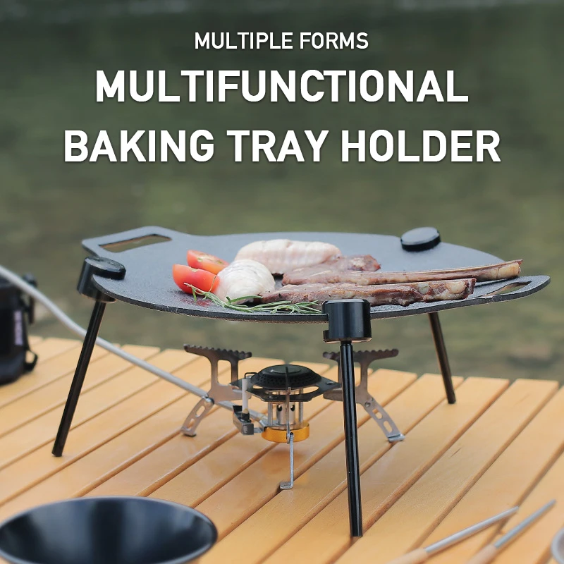 Outdoor Camping Hanger Triangular Bracket Portable Multifunctional Adjustable Barbecue Pan Bracket Backpacking Equipment Grill