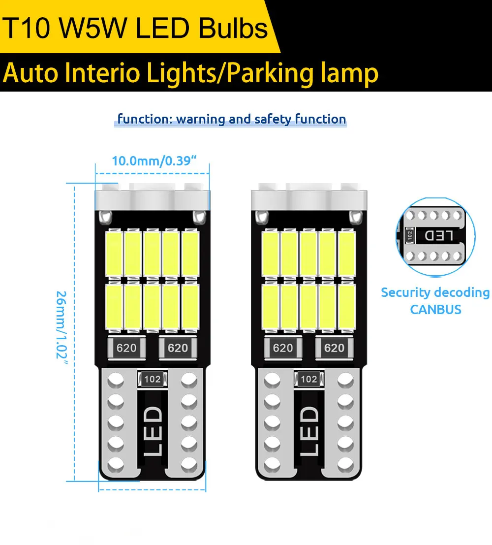 20/50 قطعة T10 W5W 194 LED Canbus سيارة التخليص مصابيح كهربائية 12 فولت 26SMD لوحة ترخيص مصباح الأمتعة السوبر مشرق مقصورة أضواء #5