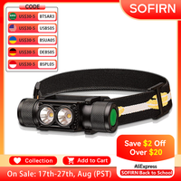 Sofirn Headlamp H25L 18650 Rechargeable 1200LM USB C Dual LH351D 90CRI 5000K Head Flashlight Camping Fishing Torch