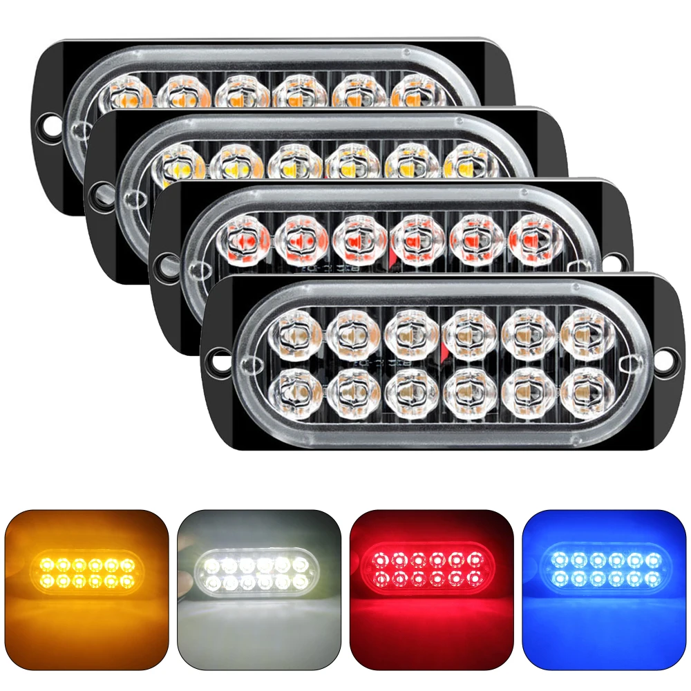 2x12 LED Car Emergency Light Strobe Light Grill Breakdown Flashing SUV Truck Trailer Beacon Lamp Side Light For Cars Accessories