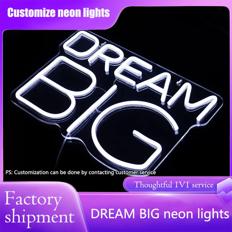 DREAM BIG на заказ светодиодный знак с именем подарок Настенный декор Декор для спальни персонализированный DIY Свадьба День рождения магазин 61,5X25CM часть для мальчика