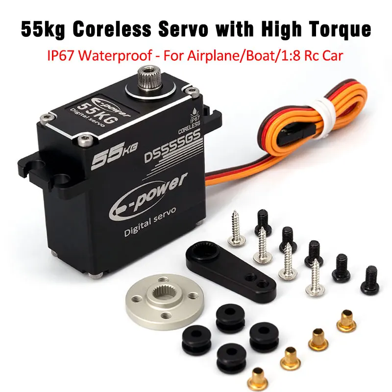 E-POWERRC wasserdicht 55kg rc servo 180/270 grad aluminium gehäuse digital metall getriebe hv großes drehmoment kernlose auto lkw boot teile