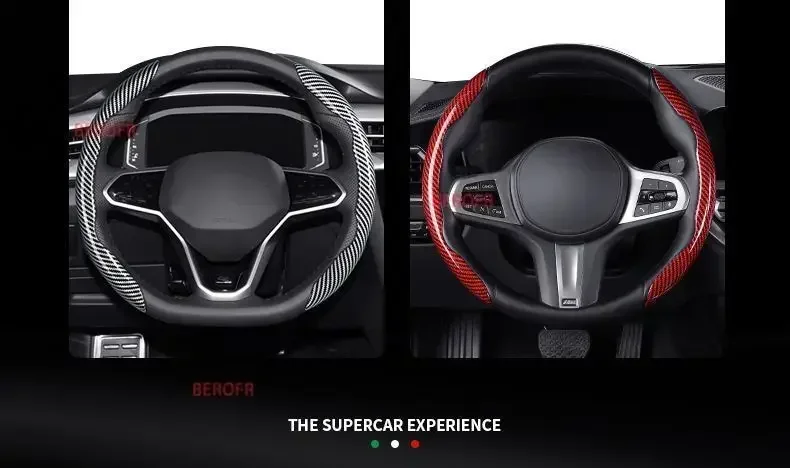 2pcs Laser Carbon Fiber Silicone Car Steering Wheel Cover Non-Slip For Geely Coolray Atlas Tugella Emgrand EC7 X7 Boyue Parts MK