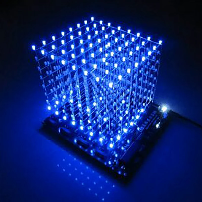 8 X8 X8 Light Cube Welding DIY Kit 3D LED Light Cubeeds Kit with Animations Self Assembly and Soldering Components