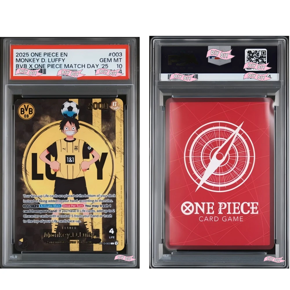 Image of DIY 2025 ONE PIECE PROMOS # 003 MONKEY D. LUFFY BVB X ONE PIECE MATCH DAY '25 10-Punkte-Bewertung Geschenk-Display-Kopierkarte
