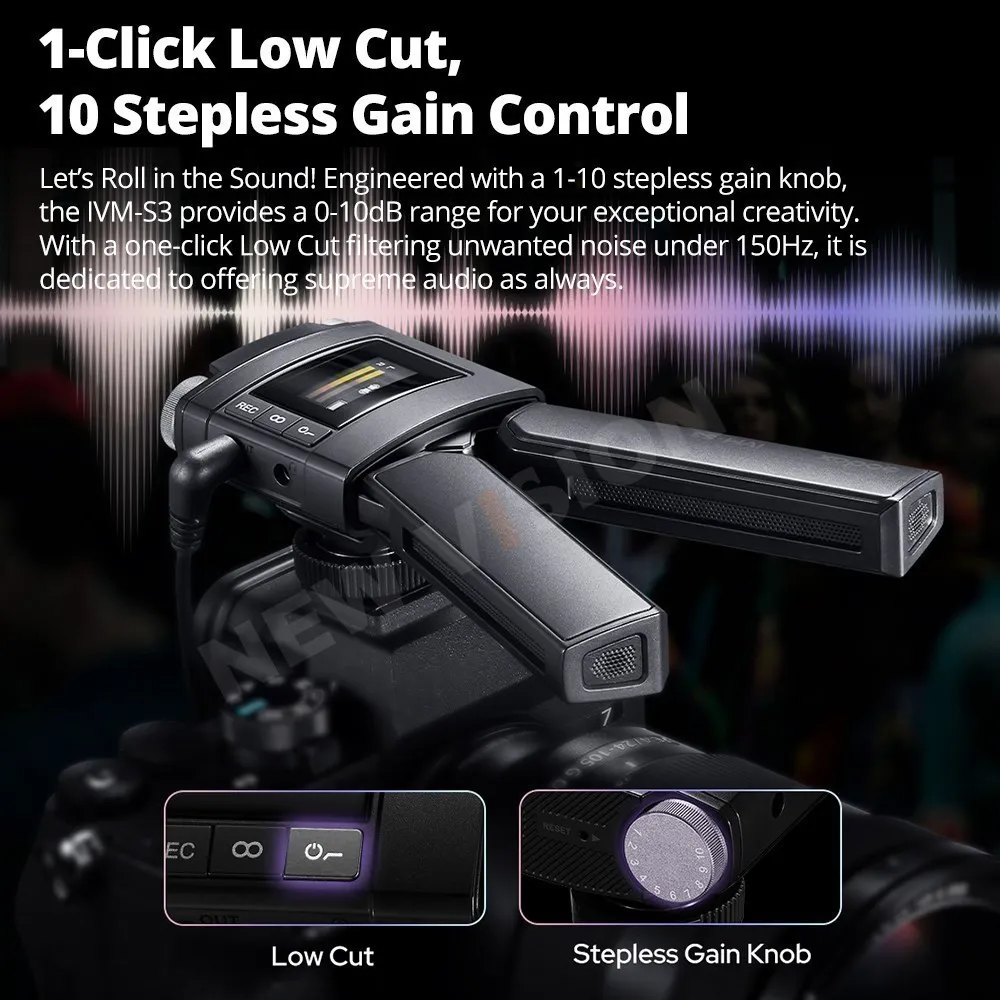 Godox IVM-S3 Machine-top Gun Type Cardioid Microphone with Built-in Lithium Battery for DSLR Phones Live Outdoors Interviews