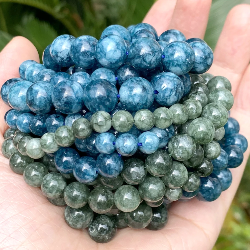 6 8 10mm Natural Stone Beads Blue Green Kyanite Round Spacer Beads For Jewelry Making DIY Handmade Bracelet Necklace 15''