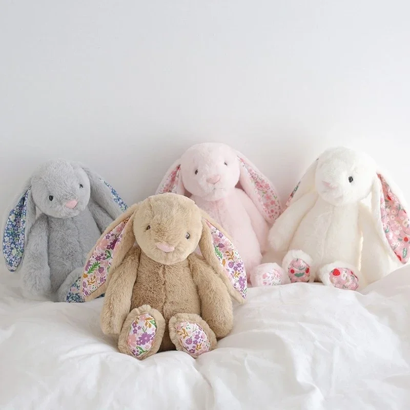 30cm dos desenhos animados macio coelho de páscoa brinquedo de pelúcia bonito floral bonnie coelho plushies pelúcia coelho animal boneca decoração do quarto das crianças