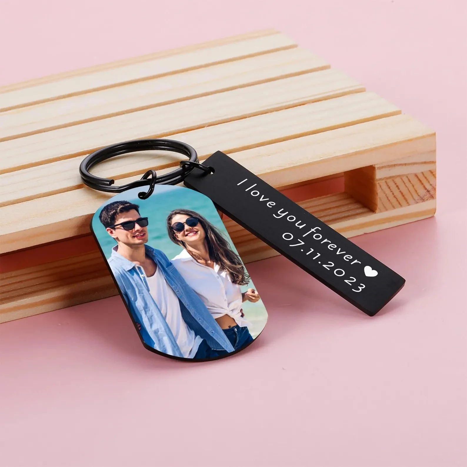 

Vassago Personalized Picture Keychain Customized Engraved Keychains with Photo Text 1st Anniversary Boyfriend Girlfriend Gift