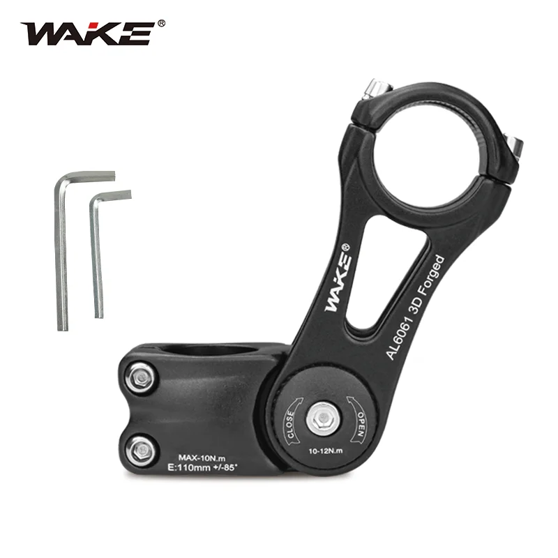 

Wake Bicycle Handlebar Stem Adjustable 85 Degree Mountain Bike Accessories 25.4/31.8mm Aluminum Alloy 90mm for MTB BMX Cycling