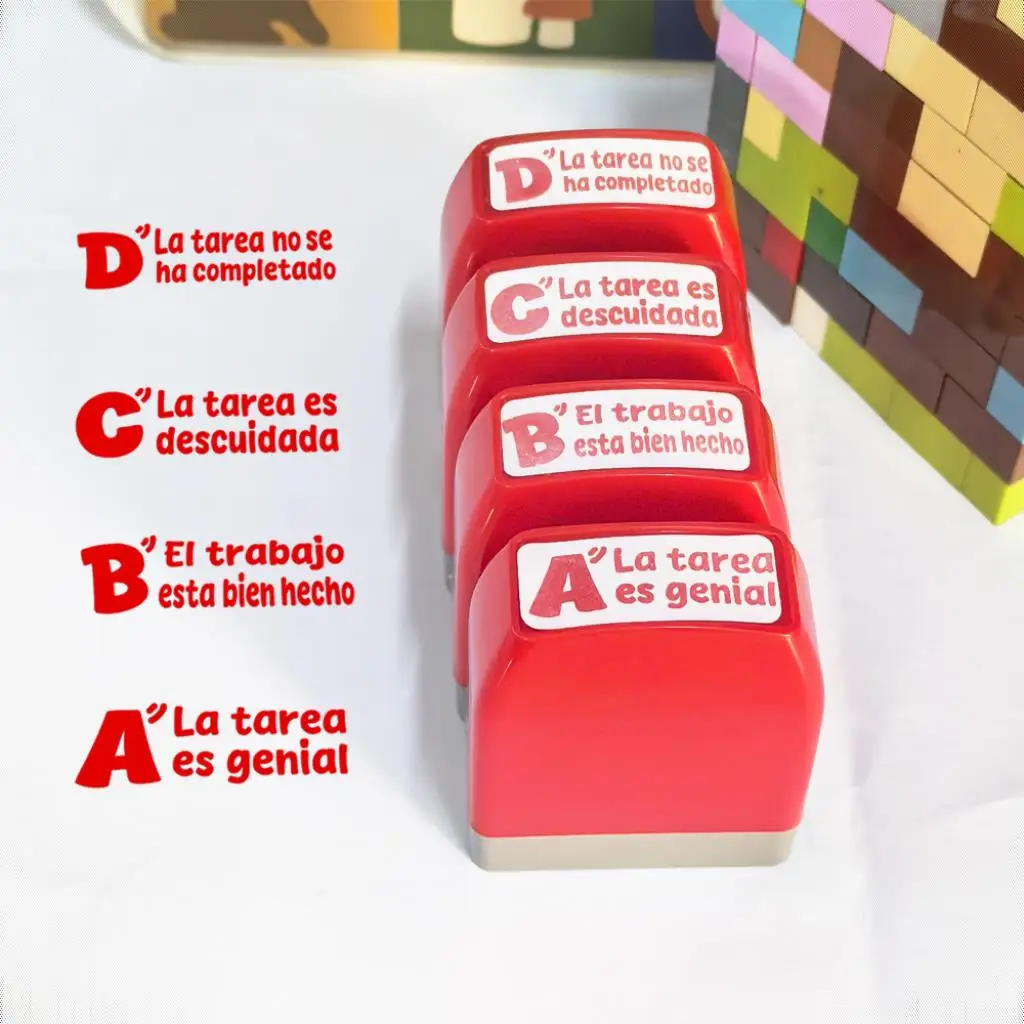 

4PCS Rating Assessment Scoring Level Stamp Spanish Comments ABCD Scoring Four Types of Levels Teacher's Homework Grading