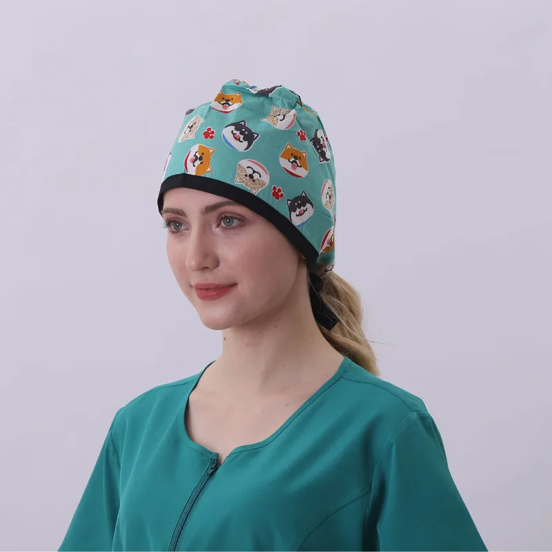 Chapeau en coton imprimé dessin animé, casquettes de travail réglables, salon de beauté, casquette d'allaitement unisexe, chapeau générateur, casquettes de gIslande en gros, nouvelle mode