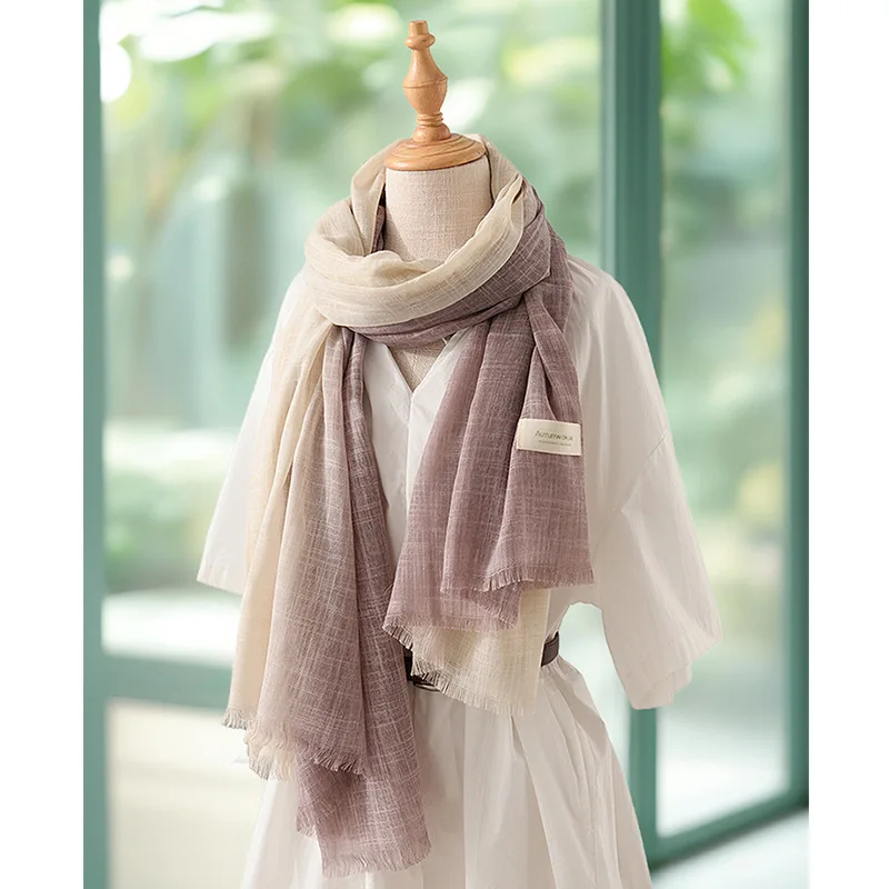 Scarf Women's Four Seasons Shawl Versatile Gradual Change Color Korean Version of Literary Sunshade Sunscreen Dust Headscarf