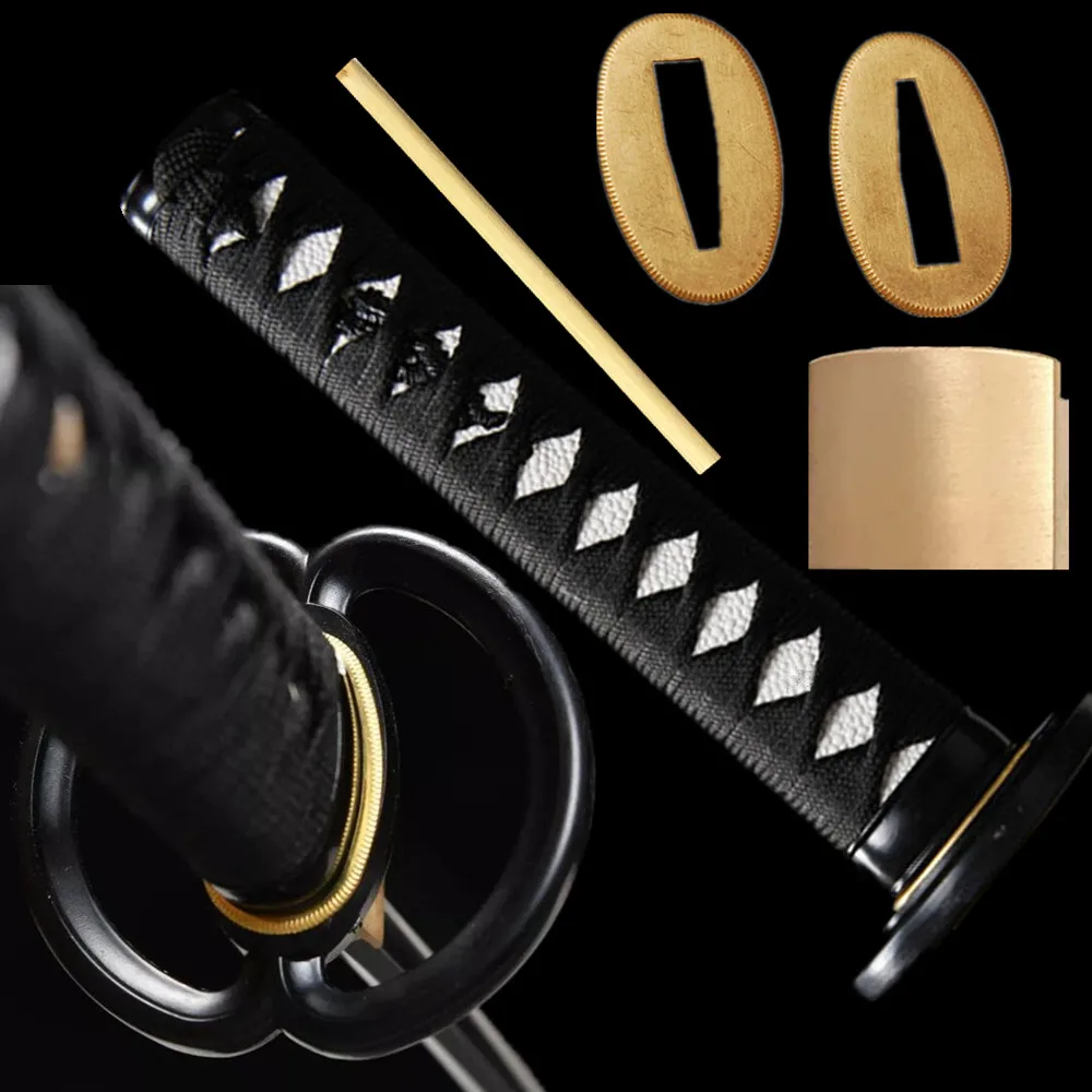 Protector de mano de aleación con mango de 20cm,26cm, Musashi Tsuba Menuki Fuchi Kashira para samurái japonés Katana Wakizashi Tanto, accesorios para espada