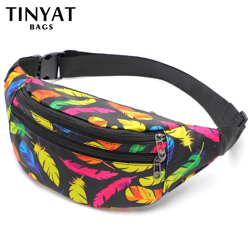 TINYAT Print Woman\'s Waist Bag Pack Purse Phone Money Shoulder Belt Bag Pouch Travel Fanny Banana Bag For Men Fashion Handbags