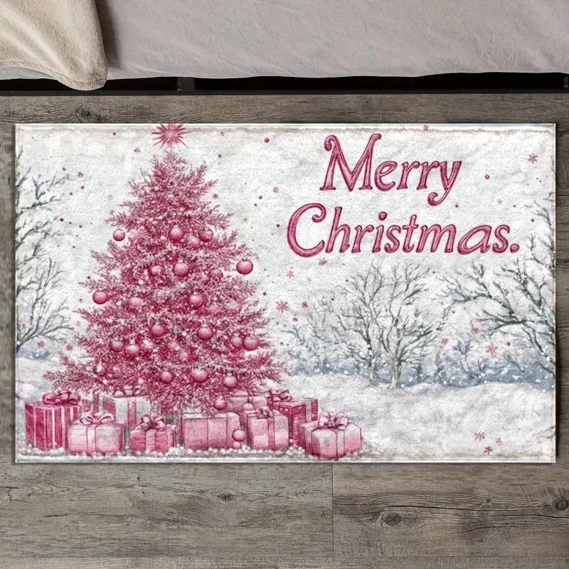 VIKAMA Traumpulver Schnee Weihnachtsteppich Weihnachtsbaum Muster Wohnzimmer Eingang Urlaub Dekoration Bodenmatte Home Decor